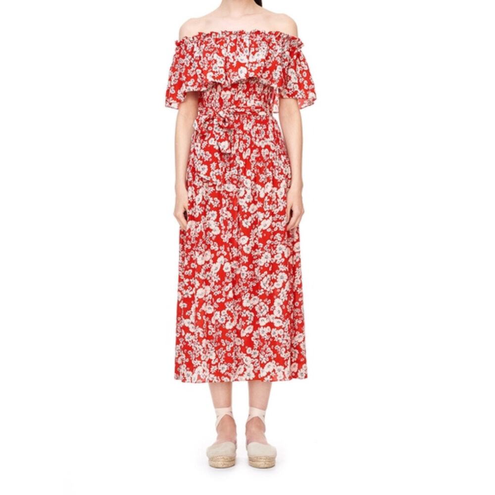 Rebecca Taylor 100% Silk Red Floral Dress Size 2